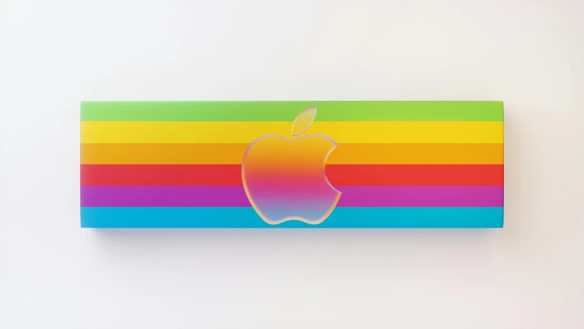 an image of a colorful apple logo on a white background