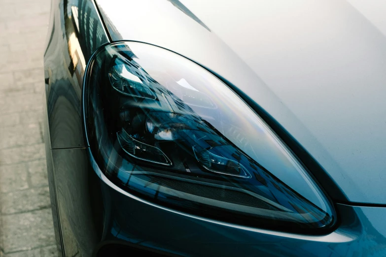 close up view of the tail light of a car