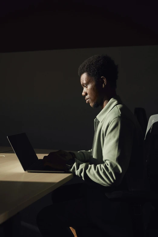 a man at a desk with a laptop