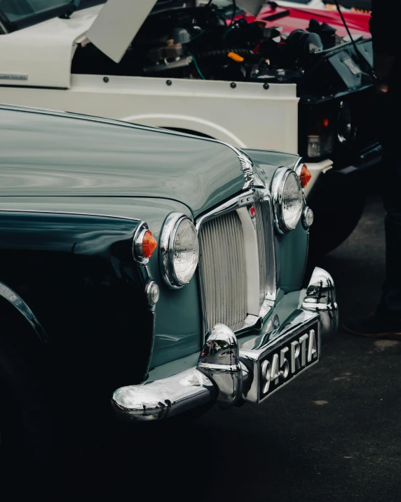 a close up of the front end of a car