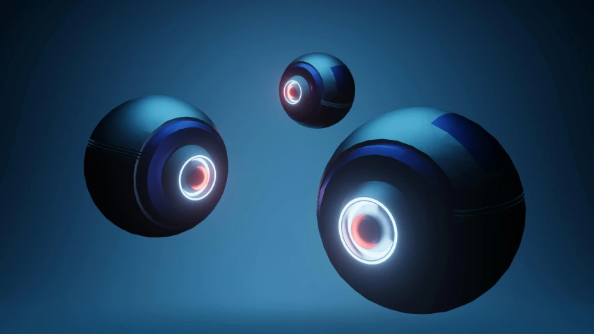 three balls on top of each other on a blue background