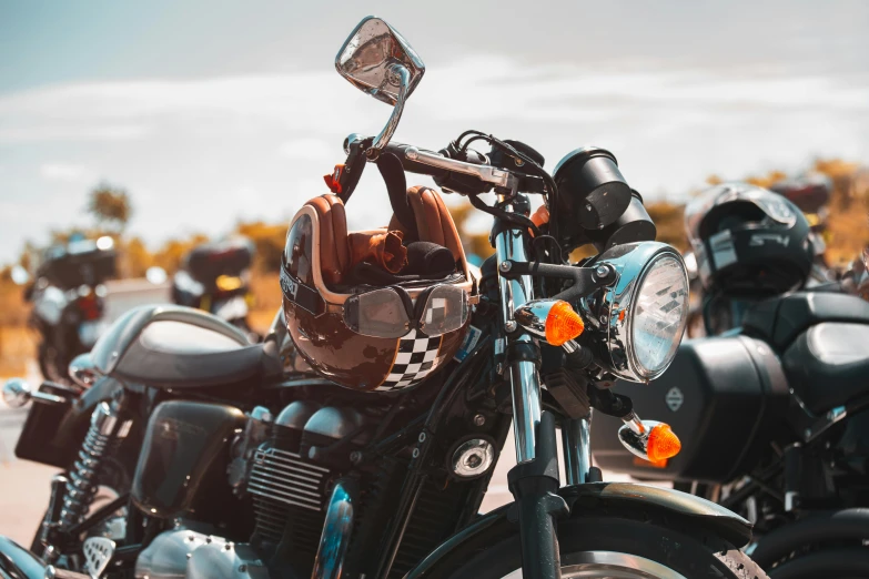 there are many motorcycles that are parked together