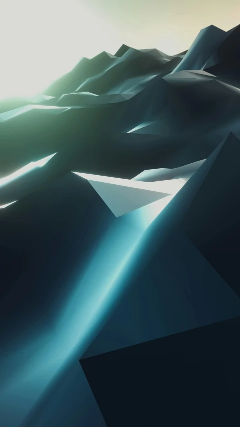 a digital rendering of a mountain scene