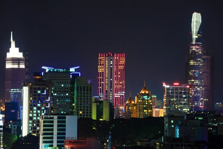 a view of a city at night, from far away