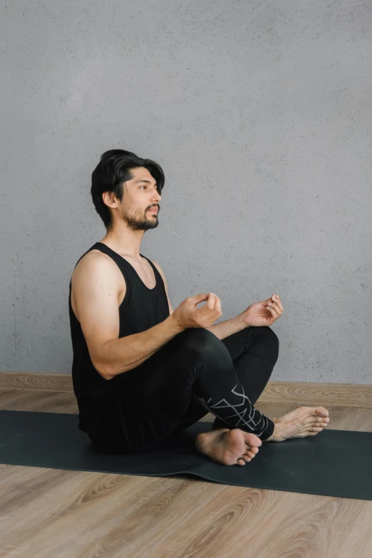 a man is meditating on the floor as he sits in meditation