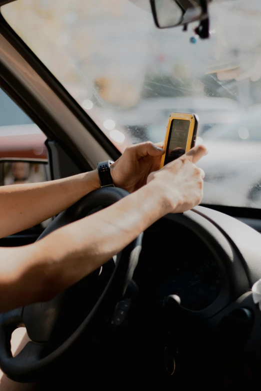 the driver checks the car display for potential traffic