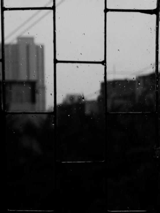 black and white image of an outside window