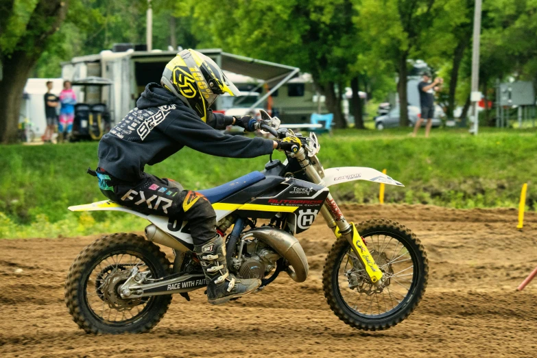 motor cross rider in the dirt getting ready to race