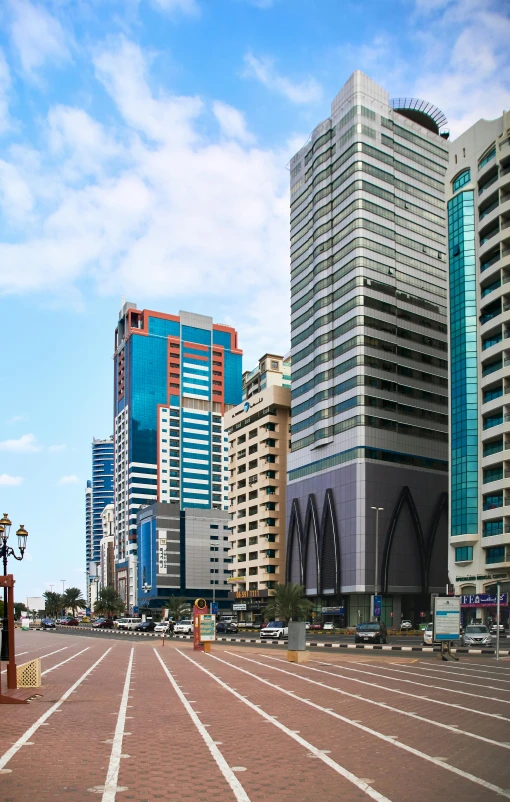 many buildings on either side of the street