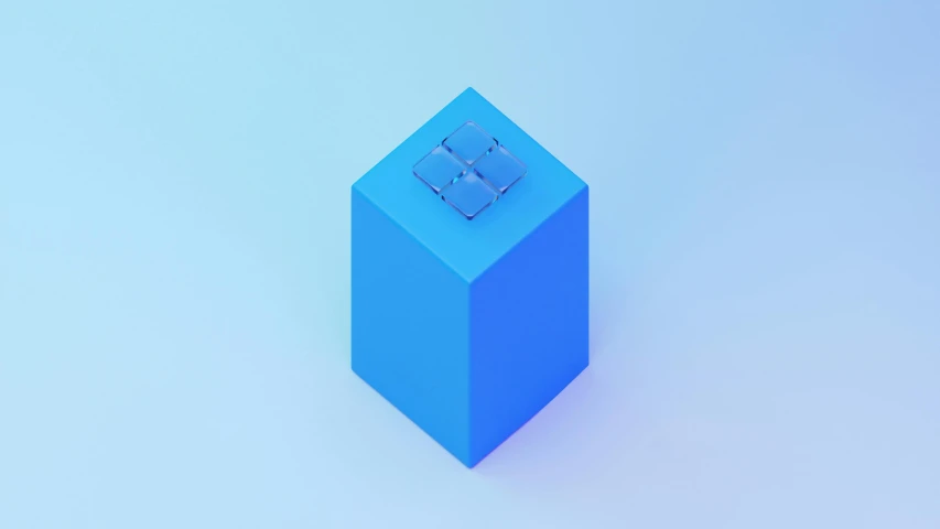 an object made out of blue blocks and two cubes