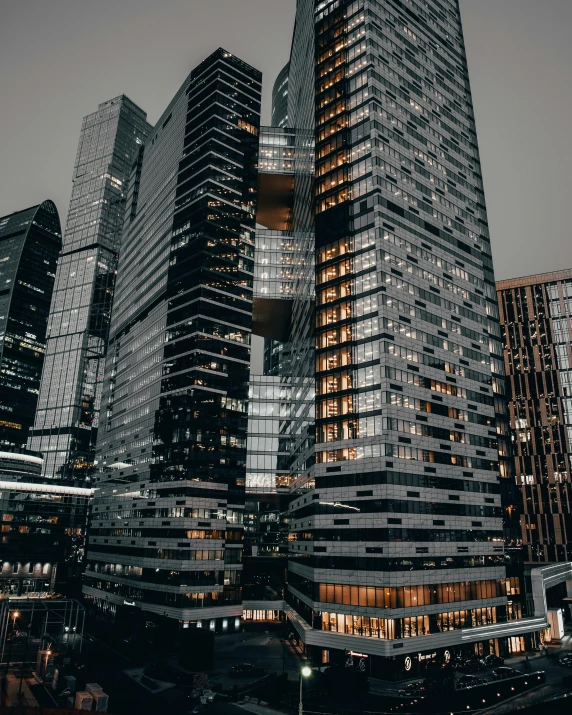 a modern building in the city at night