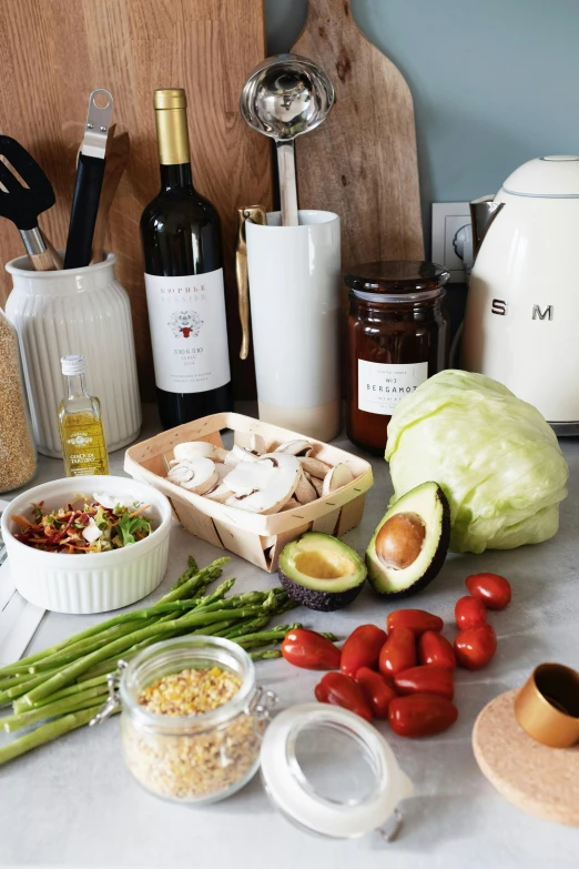 a table topped with lots of ingredients for a meal