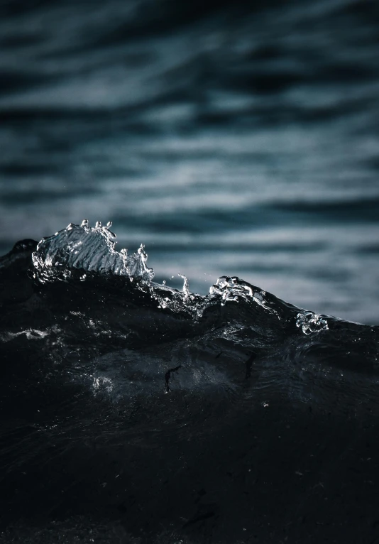 a very large wave moves through the dark water