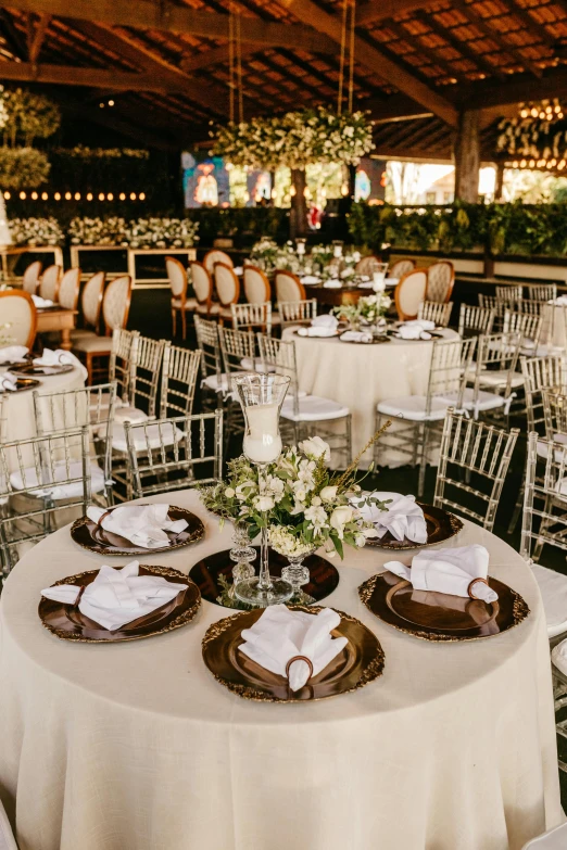 a large dining room set up for a formal function