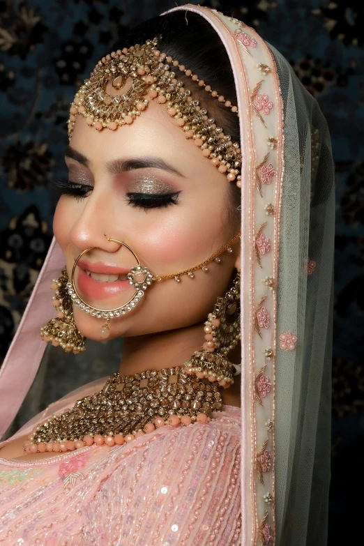 a close up s of a woman with beads