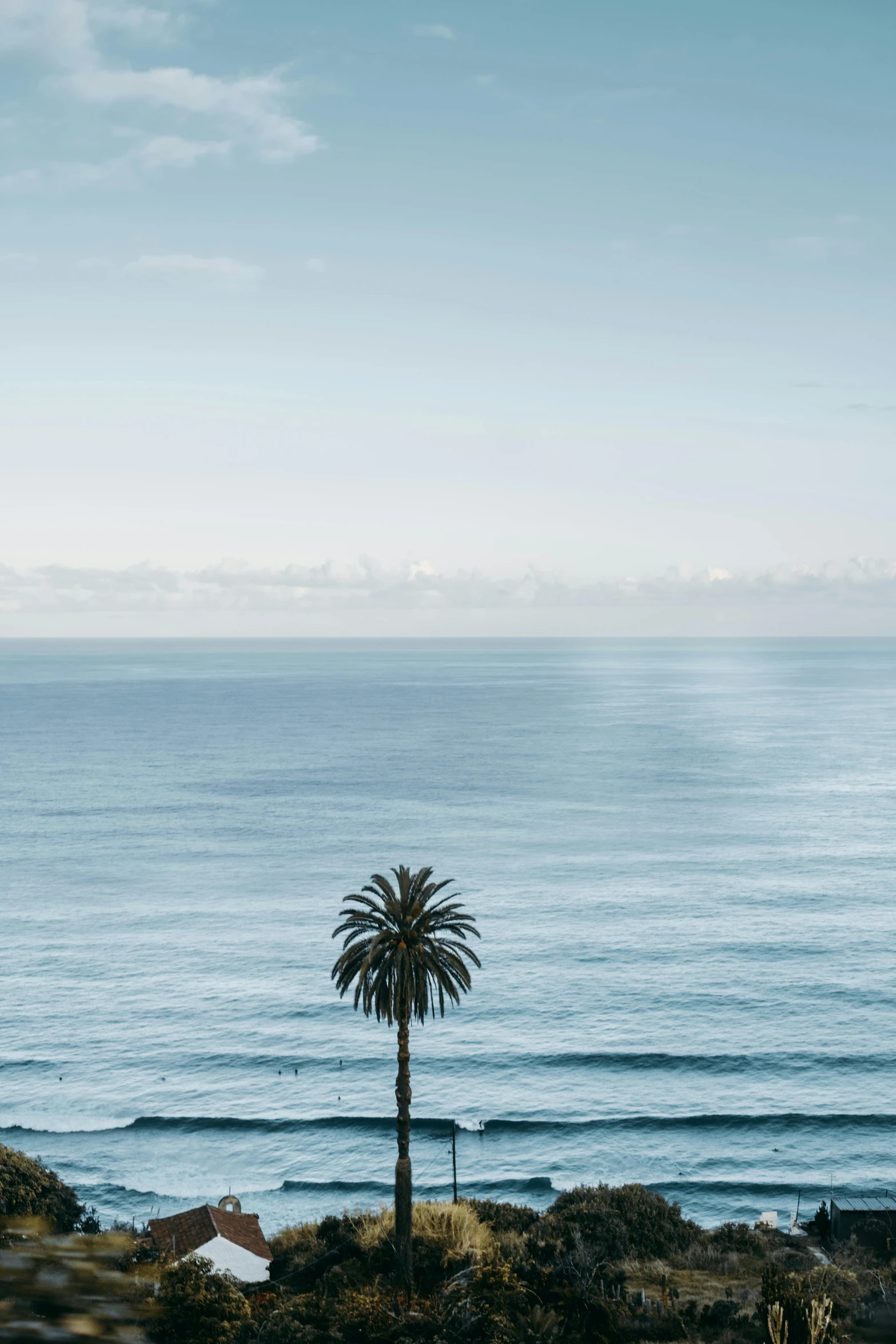 a view of the ocean from above an island