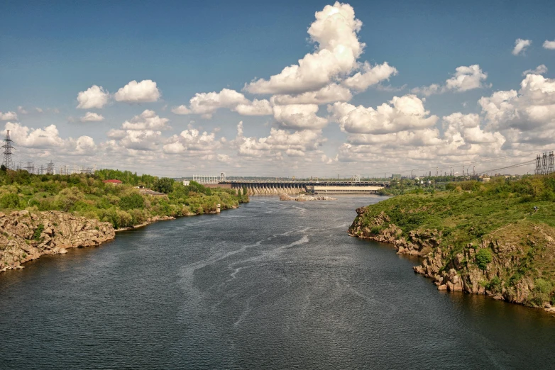 the view from a bridge over a river