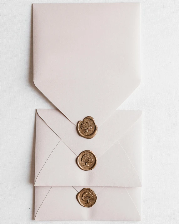 envelope with two wax seals and a piece of white paper