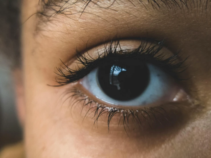 a close - up po of the eye of a young person