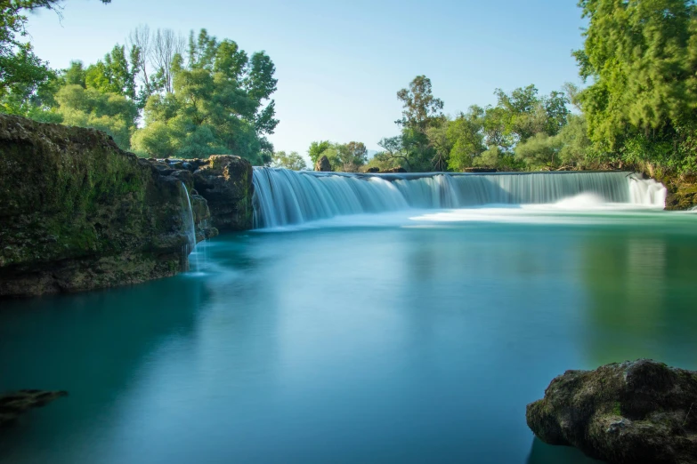 the water in the river is very blue