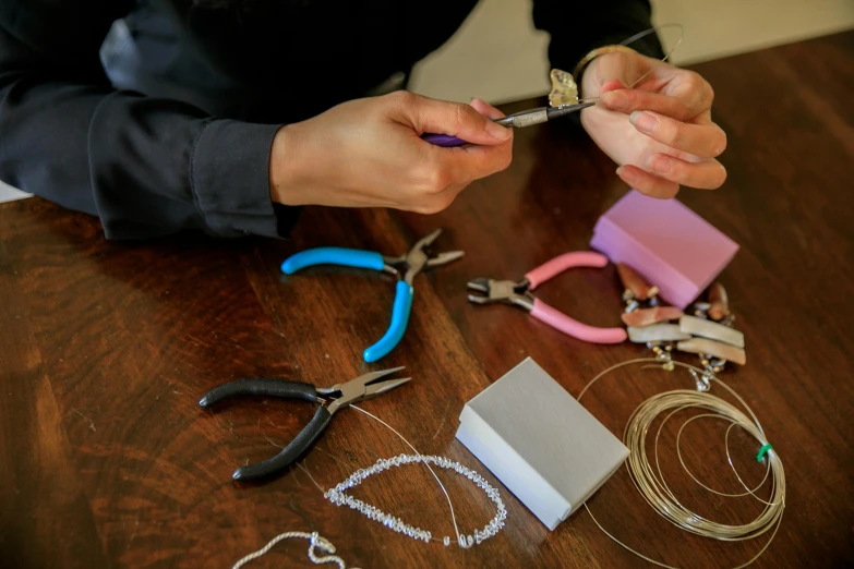 there are scissors that are being cut up on this table