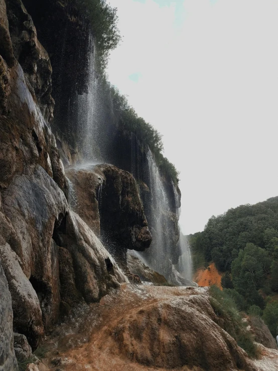 the waterfall was almost obscured by an umbrella