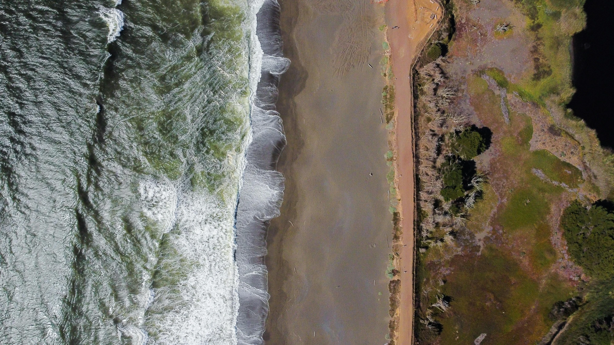 a beach next to the ocean on a sunny day