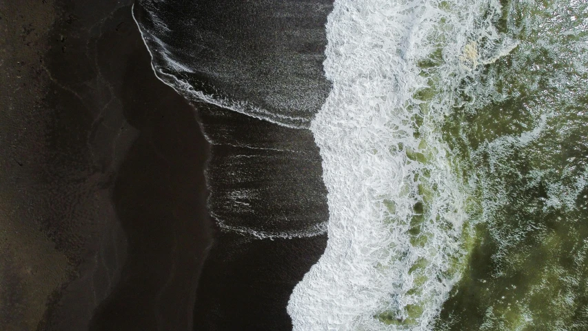 a view of the water and land from above