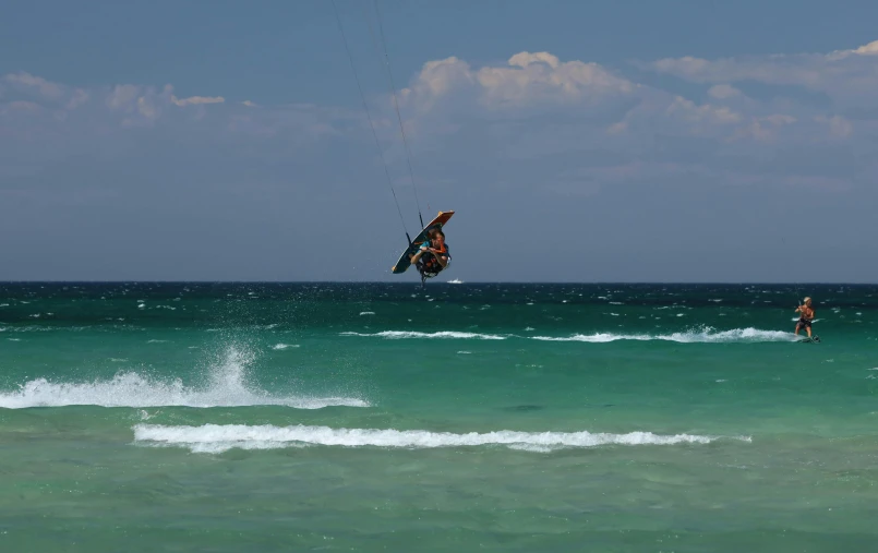 a couple of people who are parasailing in the ocean