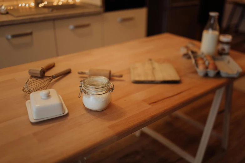 there is a table with many different items on it