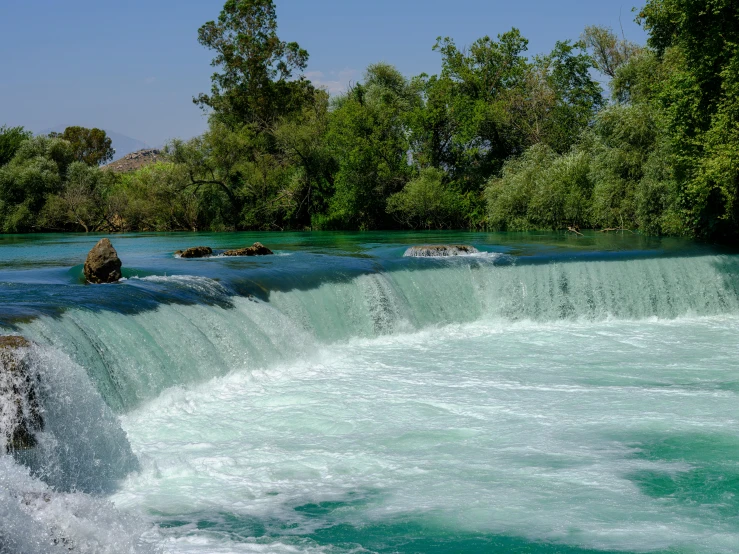 a view of a waterfall as seen from the side