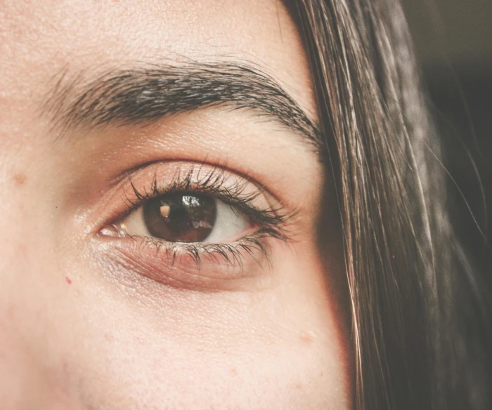 a closeup po of a woman's brown eye