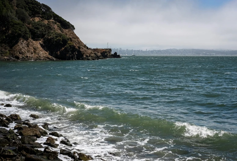 the beach is very quiet and calm on a windy day