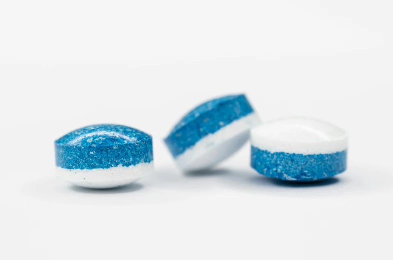 a couple of blue and white sweets sitting next to each other