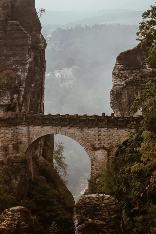 a scenic image of an old bridge and river