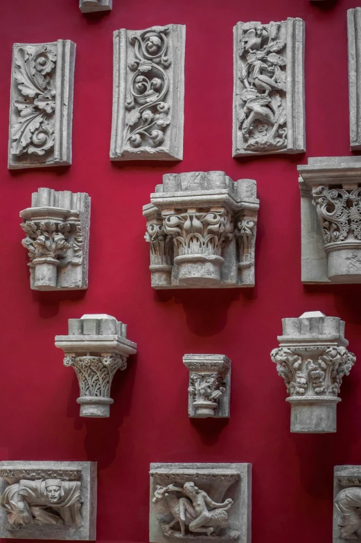 an array of different architectural details on a wall