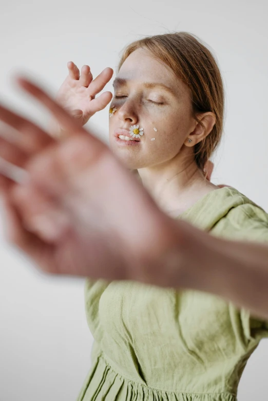 a woman making face next to another person