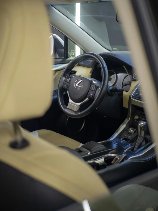 the steering wheel of an electric vehicle with light colors