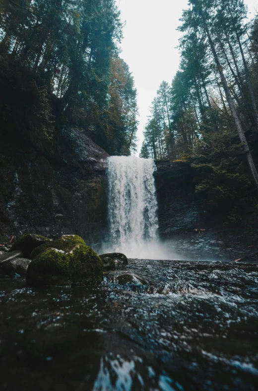 an image of a waterfall in the woods