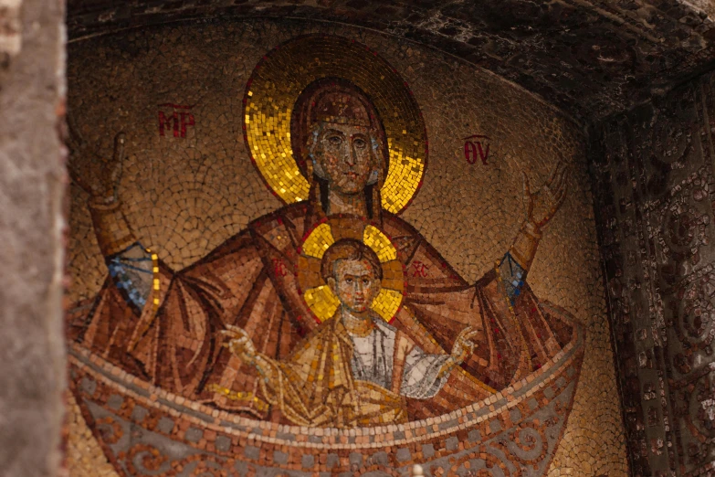 a po of a mosaic of mary and jesus