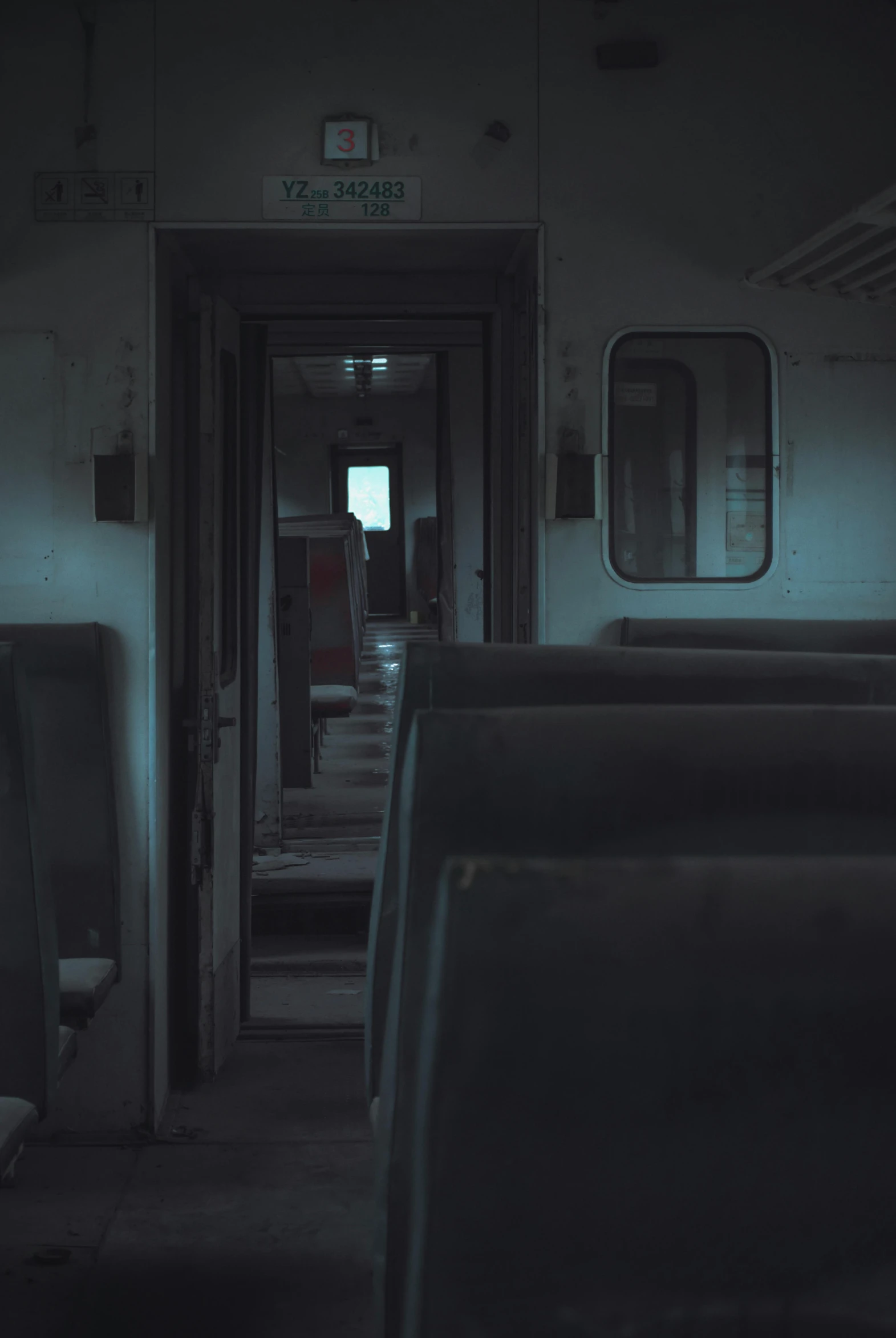 an empty subway car with no passengers on it