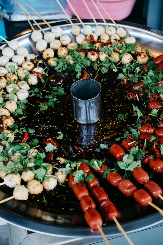 a plate topped with a large amount of different foods