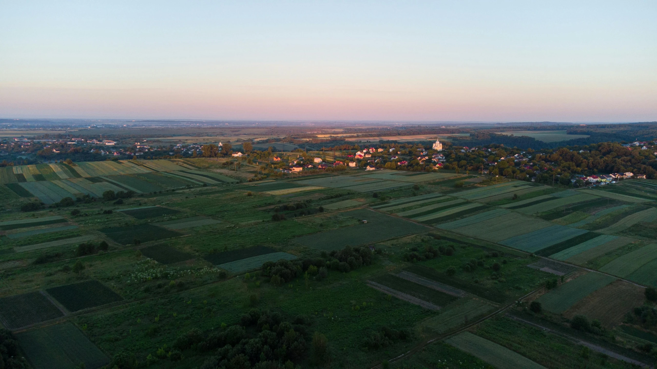 view from a high altitude point of an agricultural area