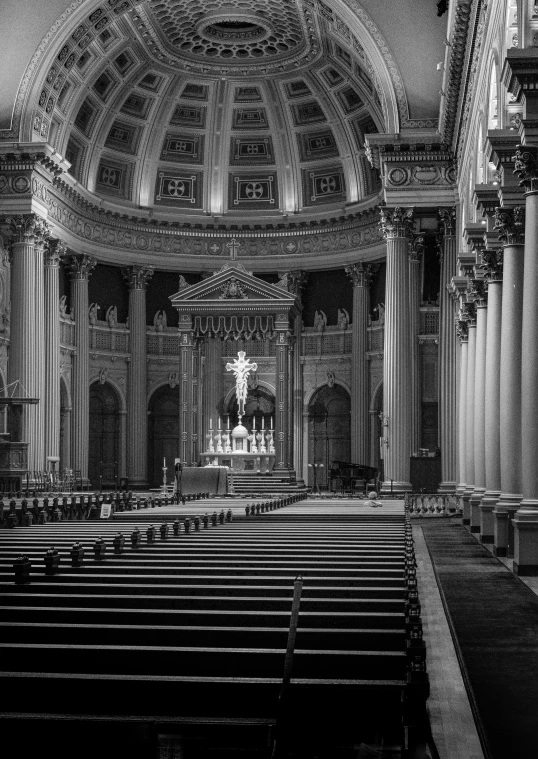 interior view of a church with high ceiling