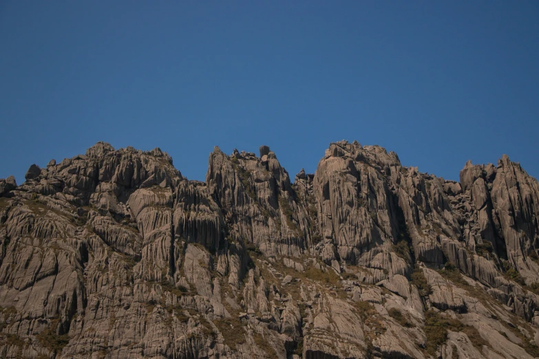 a view of a mountain side with trees growing up it