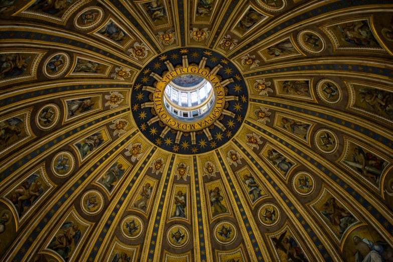 the ceiling in a room with painted ceilings