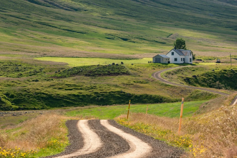 a long and winding road winds through the countryside