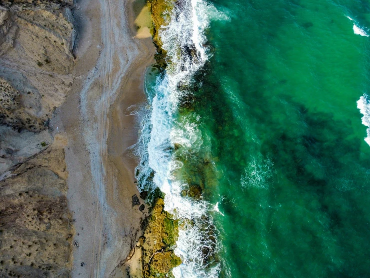 this is an aerial view of some people and water