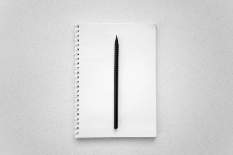 an empty notebook with a pen stuck in it