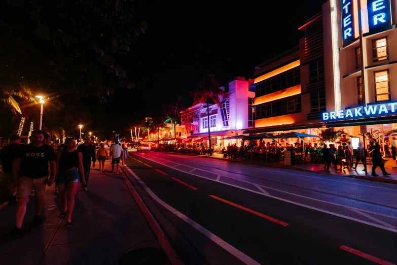 night view of city street at night with street lights